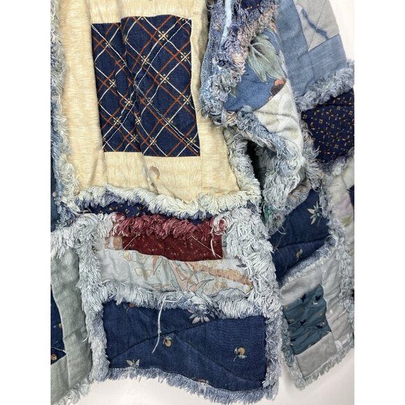 Quilted Patchwork Women's Medium Jacket Blue Artsy Boho - Picture 9 of 13